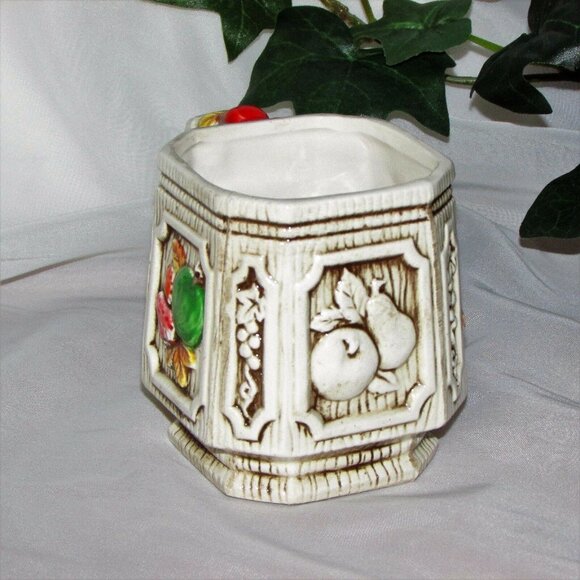 4 Vintage Ceramic Coffee Mugs Hand Painted Fruit Majolica Japan Kitchen Decor - Picture 7 of 11